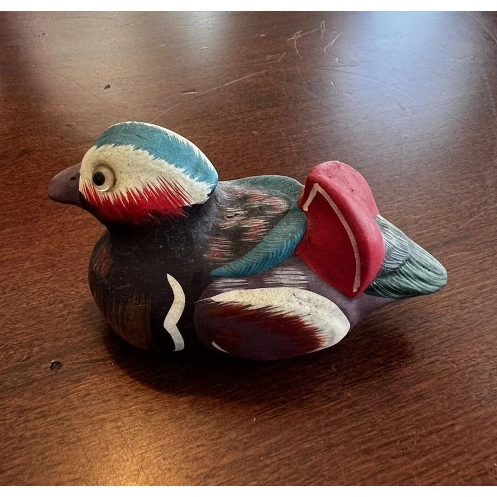 Set of 4 Vtg Hand Carved Painted Wood Duck Figurines Folk‎ Art Hunting Decor